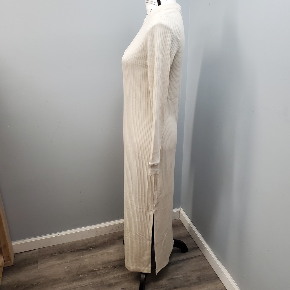 Old Navy Maxi Dress Womens XS Tan Fitted Rib Knit‎ Stretch Slim Fit Long Sleeve - Picture 4 of 7